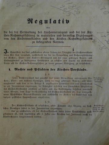 Bischfliches General-Vicariat in Hildesheim (Hrsg.) - Regulativ ber die bei der Verwaltung des Kirchenvermgens und bei der Kirchen-Rechnungsfhrung in materiellen und formellen Beziehungen von den Kirchenvorstnden und den Kirchen-Rechnungsfhrern zu befolgenden Normen