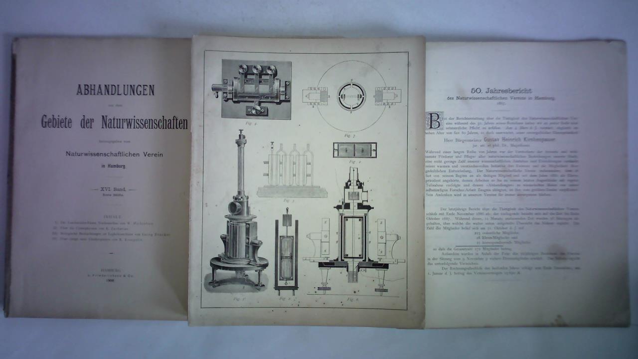 Naturwissenschaftlicher Verein, Hamburg (Hrsg.) - Abhandlungen aus dem Gebiete der Naturwissenschaften, XVI. Band, Erste Hlfte
