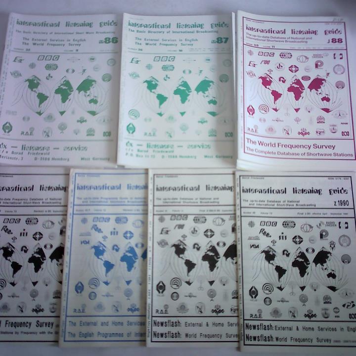 International listening guide - The Basic Directory of International Short-Wave Broadcasting - The up-to-date Database of National and International Short-Wave Broadcasting. 17 Hefte aus 1986 bis 1990