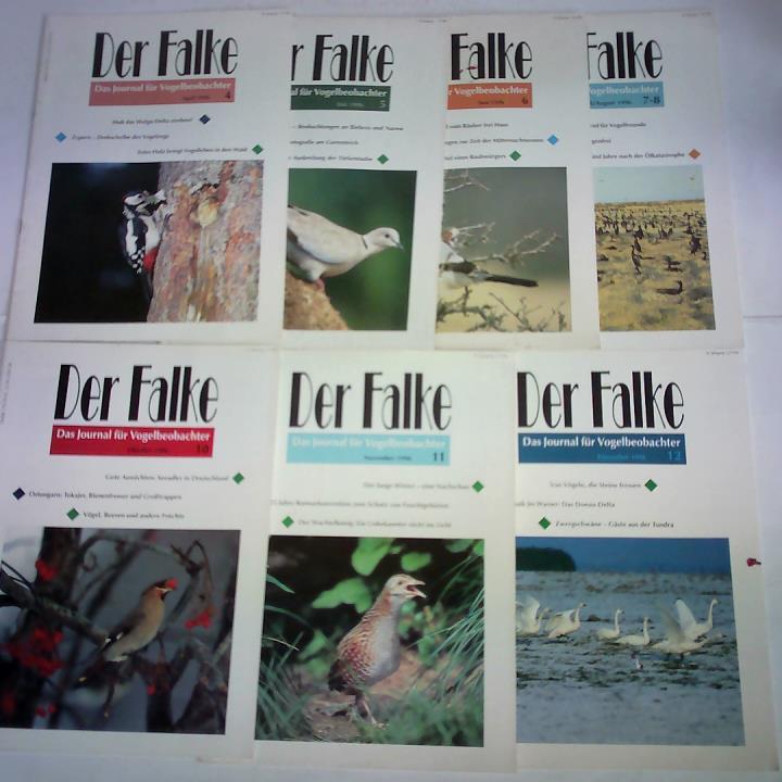 Der Falke - Das Journal fr Vogelbeobachter - 43. Jahrgang 1996, Heft Nr. 4, 5, 6, 7-8, 10, 11 und 12. Zusammen 8 Hefte in 7 Heften