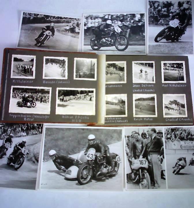 (Fotoalbum mit Auto-, Motorrad- und Fahrradrennen) - Original Fotoalbum mit 277 Original-Fotografien und 5 groen Presseaufnahmen aus 1949 - 1950