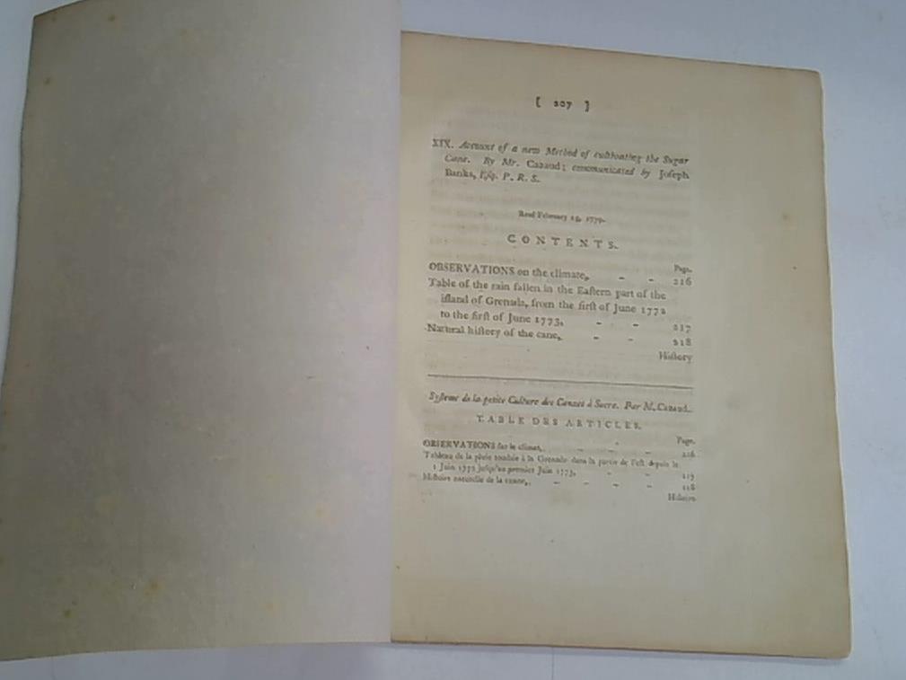 Account of a new Method of cultivating the Sugar Cane