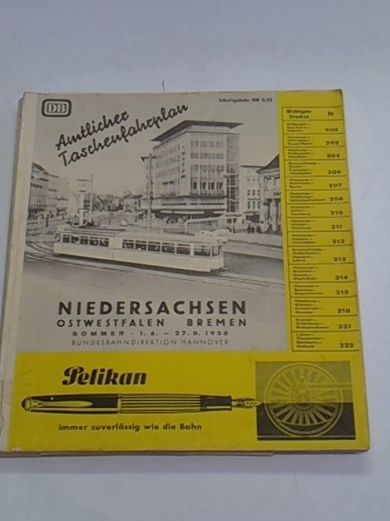 Amtlicher Taschenfahrplan, Niedersachsen, Ostwestfalen, Bremen, Sommer 1.6.-27.9.58