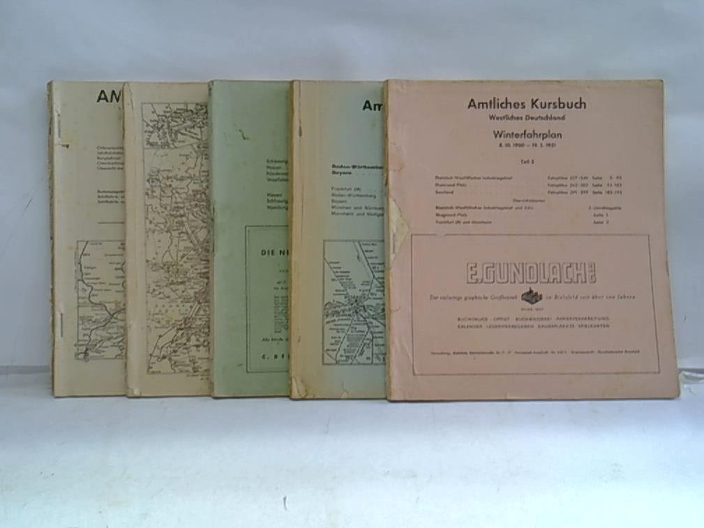 5 Teile Amtliches Kursbuch Westliches Deutschland 1950-1951