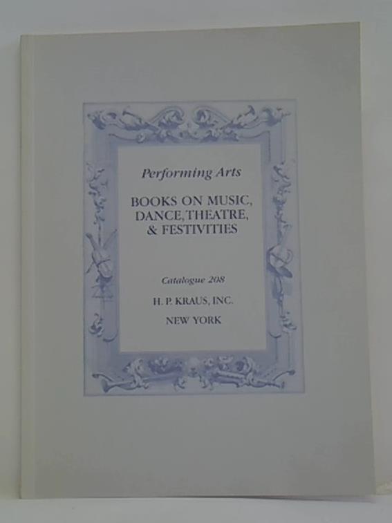 Books on Music, dance, theatre & festivities, Catalogue 208