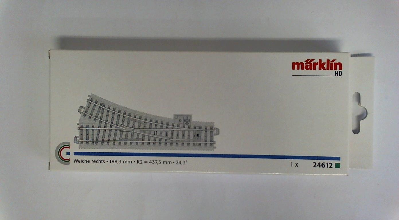 1 x 24612 Weiche rechts, 188,3 mm, R2 = 437,5 mm, 24,3°