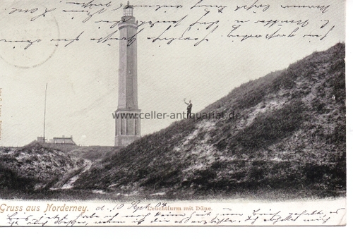 Norderney - Gruss aus Norderney. Leuchtturm mit Dne