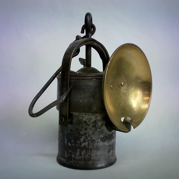 (Bergbaulampe / Grubenlampe) - Sicherheitslampe mit Reflektor aus Metall