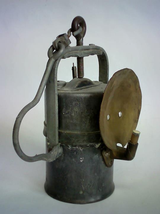 (Bergbaulampe / Grubenlampe) - Sicherheitslampe mit Reflektor aus Metall