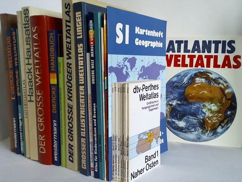 (Weltatlas / Geographische Atlanten) - Sammlung von 18 Atlanten und Handbcher sowie 7 Bchern