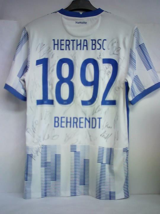 Hertha BSC - Trikot, wei-blau gestreift, (Konfektionsgre M), Rckenbeschriftung 'Hertha BSC 1892 Behrendt'