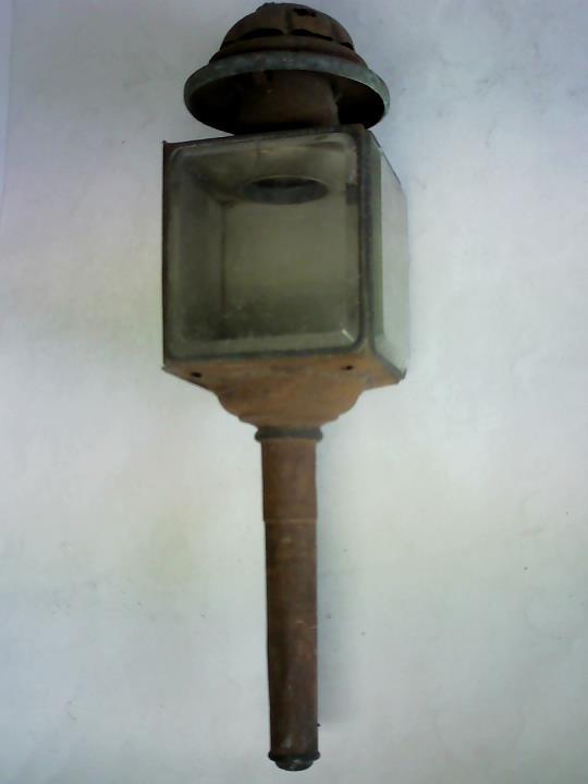 (Alte Kutschenlampe / Petroleumlampe) - Droschkenlampe mit zwei Glasscheiben