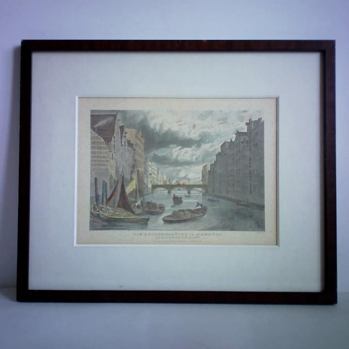 Gray, James (1813 - 1868) - Die Adolphsbrcke in Hamburg von der Graskellerbruecke gesehen - Kolorierter Stahlstich