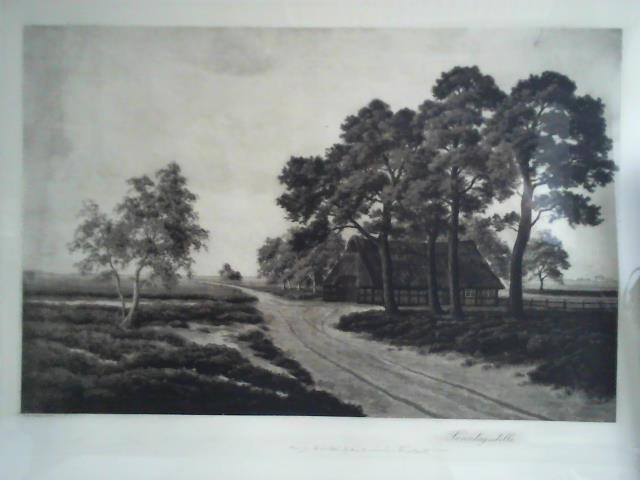 Fischbeck, Ludwig (20. September 1866, Oldenburg - 23. November 1954, Hohenbken) - Sonntagsstille, Fachwerkhaus in Heidelandschaft - Original Handkupferdruck
