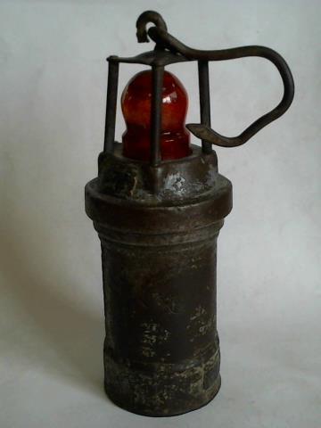 (Grubenlampe / Bergbau) - FLG Steigerlampe/Wetterlampe mit rotem Glas