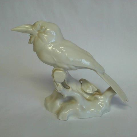 (KPM-Porzellanfigur) - Vogel auf Ast sitzend - Porzellanfigur