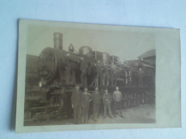 Eisenbahn - Dampflokomotive und Personal. Original Fotographie