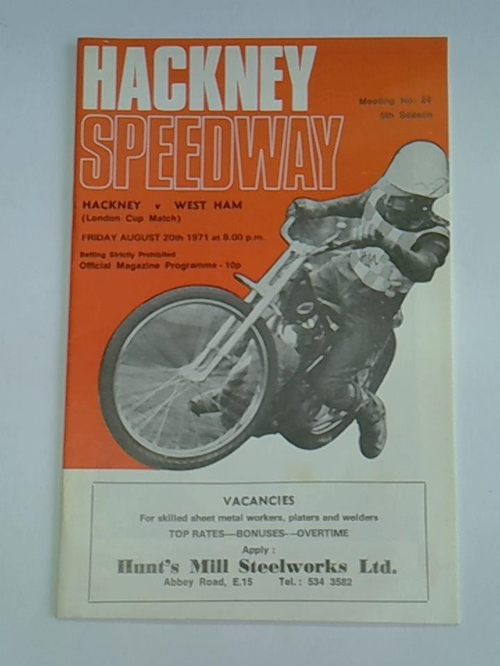 Hackney Speedway 20.Aug. 1971 Hackney v. West Ham