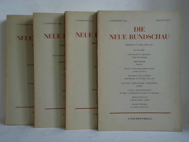 Neue Rundschau, Die - 71. Jahrgang 1960, Erstes bis Viertes Heft. Zusammen 4 Hefte
