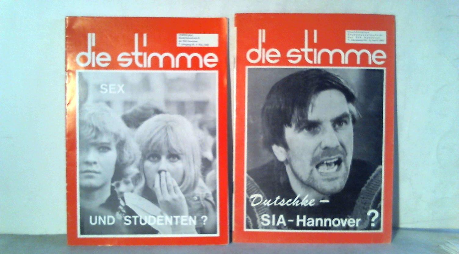 Studentenschaft der staatlichen Ingenieurakademie Hannover (Hrsg.) - Die Stimme. Unabhngige Studentenzeitschrift der SIA Hannover, 7. Jahrgang, Nr. 2 und 4 in 2 Heften: Sex und Studenten?/ Dutschke - SIA Hannover?