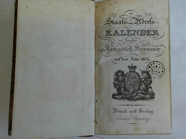 Hannover - Staats- und Adress-Kalender fr das Knigreich Hannover auf das Jahr 1824