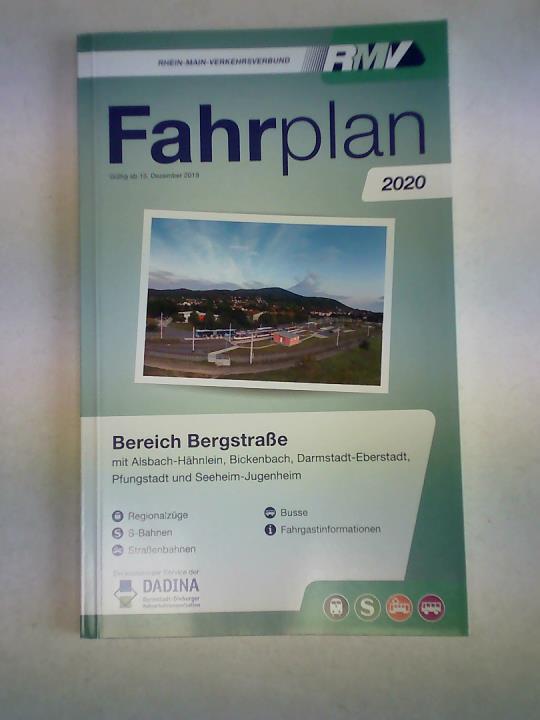 Bereich Bergstraße mit Alsbach-Hähnlein, Bickenbach, Darmstadt-Eberstadt, Pfungstadt und seinem Seeheim-Jugenheim. Fahrplan 2020. Gültig ab 15. Dezember 2019