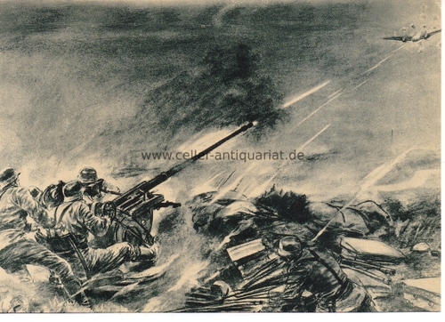 Adler, Der - Postkarte. Die groe Luftwaffen-Illustrierte. Im Feuer der deutschen Flak - Schon nach wenigen Sekunden strzt das feindliche Flugzeug brennend ab