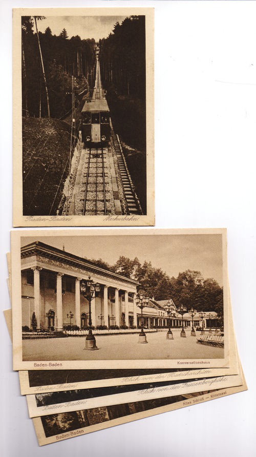 Baden-Baden - 5 Ansichtskarten in Kupfertiefdruck