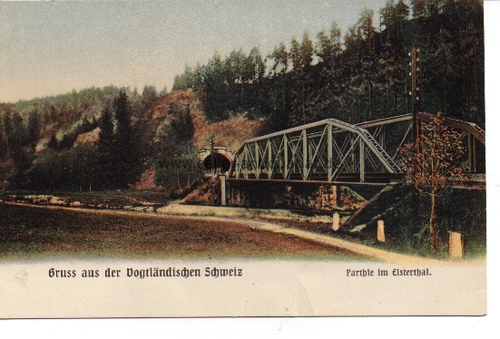 Schweiz, Vogtlndische - Postkarte. Gruss aus der Vogtlndischen Schweiz. Partie im Elsterthal