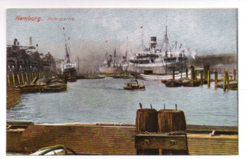Hamburg - Postkarte: Hafenpartie