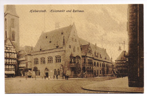 Halberstadt - Postkarte: Halberstadt. Holzmarkt und Rathaus