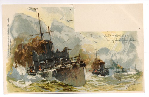 Stwer, Willy - Postkarte: Torpedobootsdivision in der Nordsee