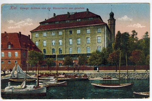 Kiel - Postkarte: Kngl. Schloss von der Wasserseite aus gesehen