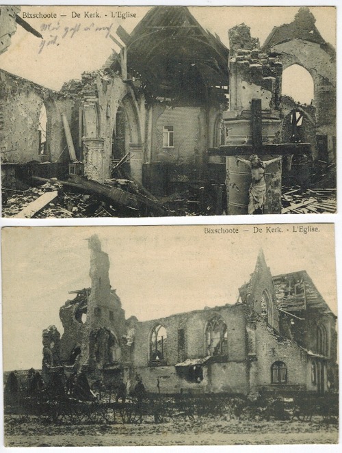Bixschoote - 2 Postkarten: De Kerk. L' Eglise