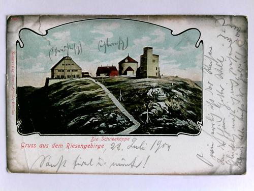 Riesengebirge - Postkarte: Gruss aus dem Riesengebirge - Die Schneekoppe