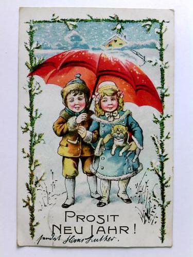 Neujahrsgre - Postkarte: Prosit Neujahr!