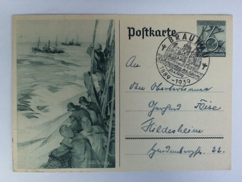 Propagandaansichtskarte - Deutsches Reich - Postkarte / Ganzsache mit Stempel: 50. Geburtstag des Fhrers, 20.4.1939, Braunau