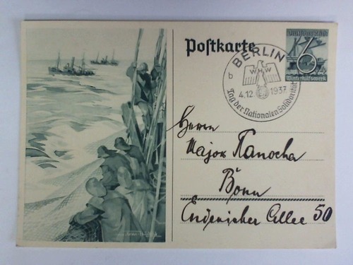 Propagandaansichtskarte - Deutsches Reich - Postkarte / Ganzsache mit Stempel: Tag der Nationalen-Solidaritt, Berlin 4.12.1937 (WHW)
