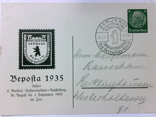 (Beposta) - 2. Berliner Postertzeichen. Austellung 30. August bis 1. Septermber 1935 im Zoo