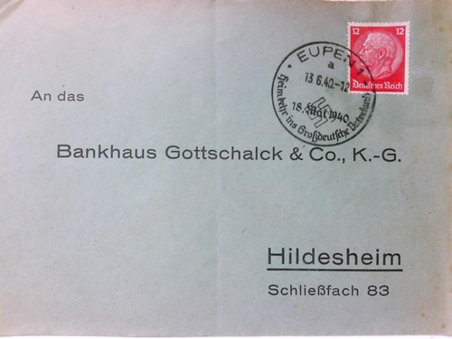 (Brief Cover) - Briefkovert an das Bankhaus Gottschalck & Co., K.-G. Hildesheim