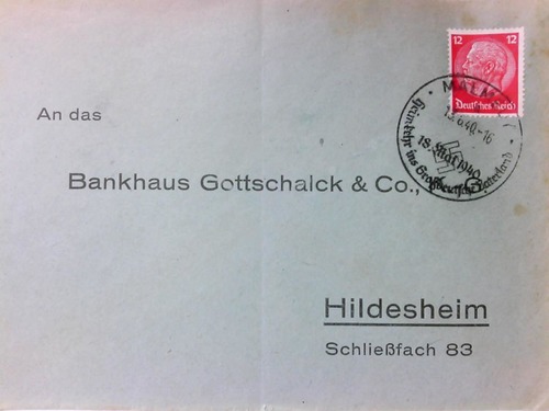 (Brief Cover) - An das Bankhaus Gottschalck & Co., K.-G. Hildesheim
