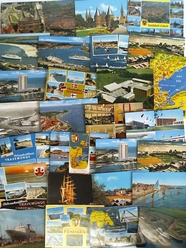 (Ostsee / Lbecker Bucht / Travemnde / Schiffe / Eckenfrde / Kiel / Fehmann) - Sammlung von 80 verschiedenen, meist farbigen Ansichtskarten