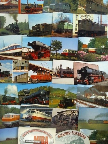 (Eisenbahn / Lokomotiven) - Sammlung von 49 verschiedenen, farbigen Ansichtskarten