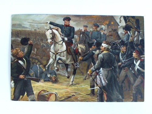 (Napoleonische Kriege) - Ansichtskarte: Die Preussen unter Blcher bei Waterloo, 18. Juni 1815