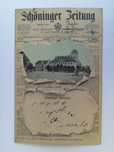 (Schningen) - Ansichtskarte: Schninger Zeitung - Schningen, Marktplatz