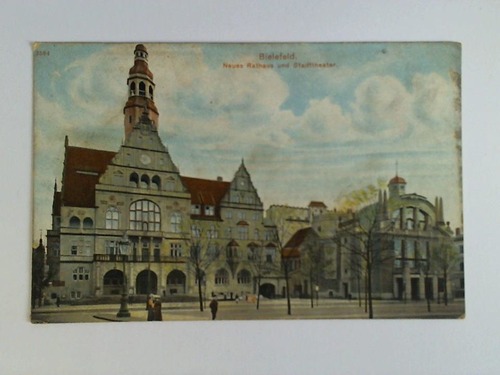 (Bielefeld) - Ansichtskarte: Bielefeld. Neues Rathaus und Stadttheater