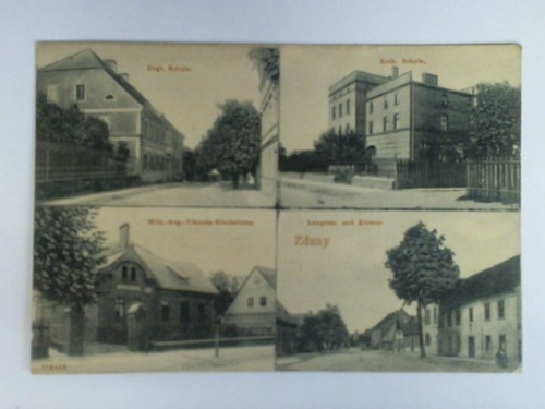 (Zduny - Gropolen) - Ansichtskarte: Zduny. Evgl. Schule - Kath. Schule - Wilh.-Aug.-Viktoria-Kinderheim - Langestr. und Kloster
