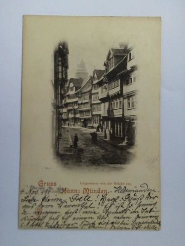(Hann. Mnden) - Ansichtskarte: Gruss aus Hann. Mnden. Langestrasse von der Brcke aus