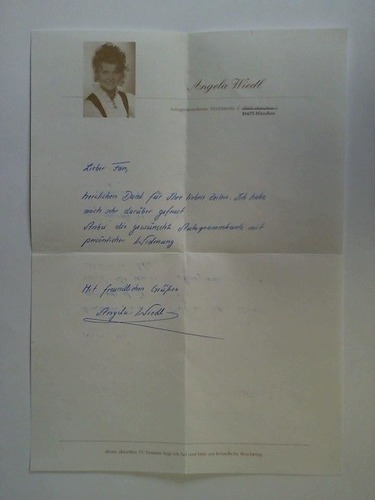 Wiedl, Angela - Ein handgeschriebener Brief mit eingedrucktem Foto und Briefkopf