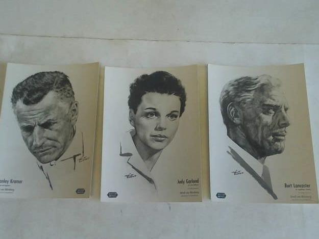 Das Urteil von Nrnberg - 3 Bildkarten der Schauspieler Judy Garland und Burt Lancaster und des Regisseurs und Produzenten Stanley Kramer